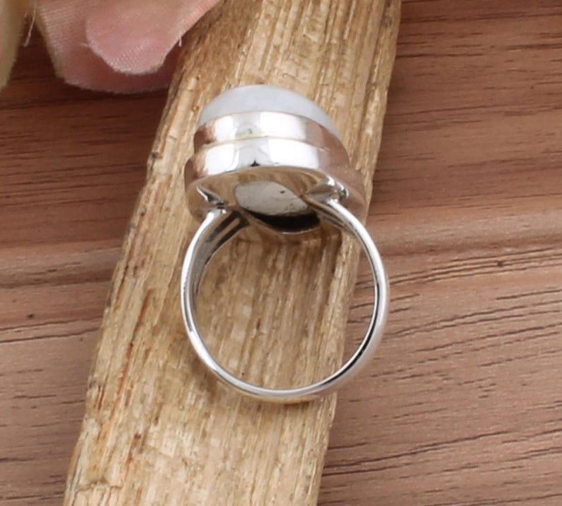 Solid 925 Sterling Silver Rainbow Moonstone Gemstone Boho Designer Birthstone Gift Ring Jewelry Gift For Her