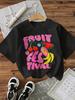 Unisexs Fruit Graphic Print Tshirt Short Sleeve Crew Neck Casual With Vibrant Fruit Illustrations Lettering Comfort Summer Top