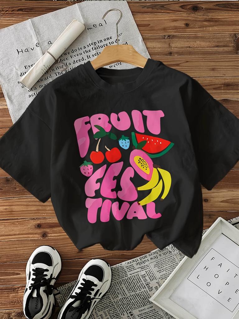 Unisexs Fruit Graphic Print Tshirt Short Sleeve Crew Neck Casual With Vibrant Fruit Illustrations Lettering Comfort Summer Top