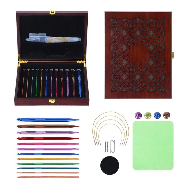 

12 шт. Съемный алюминиевый тунисский крючок для вязания сменные круговые спицы с сумкой для вязания 1