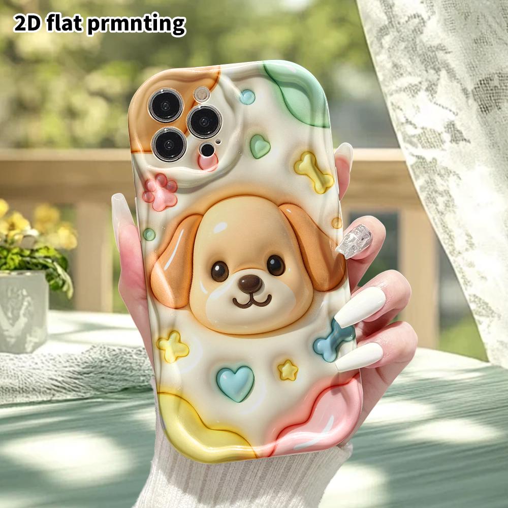 Phone Case: 2D Flat Design Suitable for iPhone 18 17 16 15 14 13 Pro Protective Case, Floppy-eared Puppy, Perfect Christmas and Halloween Holiday Gift