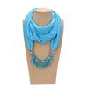 Bold Red Chiffon Scarf Necklace with Cubic Beads – Fashionable Infinity Scarf for Women, Statement Jewelry Accessory