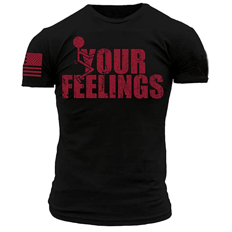 Your Feelings Men Clothing T-Shirt Whiskey Tango Foxtrot II American US Flag Printed Graphic Patriotic Tee Start Running Tops