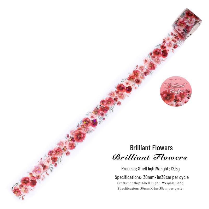 Blooming Dream Series: Ice Crystal PET Adhesive Tape - Floral Journaling & Collage Strip