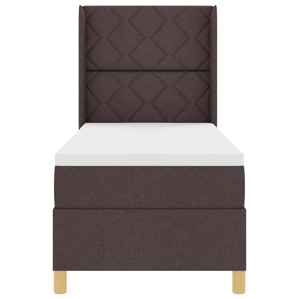 Boxspring bed with headboard Dark Brown 80 x 200 cm Fabric
