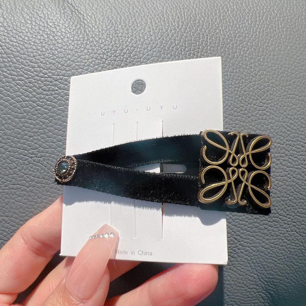 Velvet Exquisite Bangs Hairpin Side Clip - Dongdaemun Style