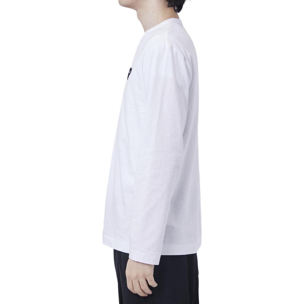 Tricou cu mânecă lungă Comme Des Garcons Play cu inimă neagră brodată AX-T120-051-WHITE
