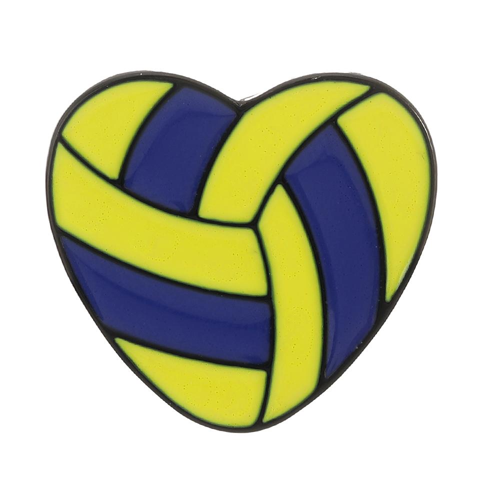 Novelty Volleyball Theme Enamel Brooches Heart Shaped Mom Wings Design Pins Sports Fans Badge