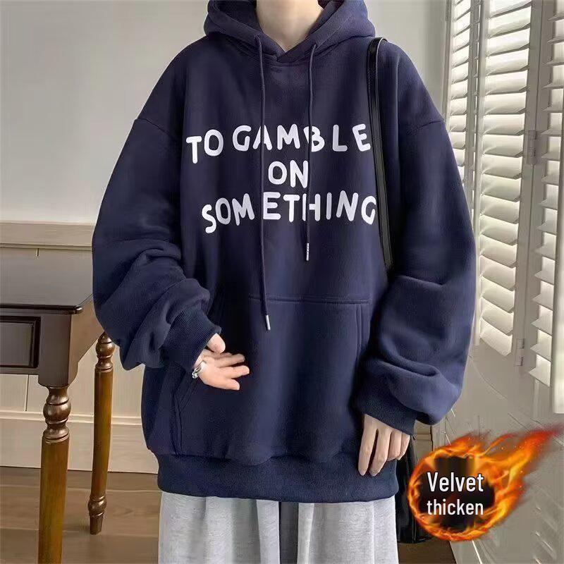 2025 American Teen Hoodie: Men s Trendy Autumn/Winter Velvet Jacket - Cool, Loose, Casual Style XL