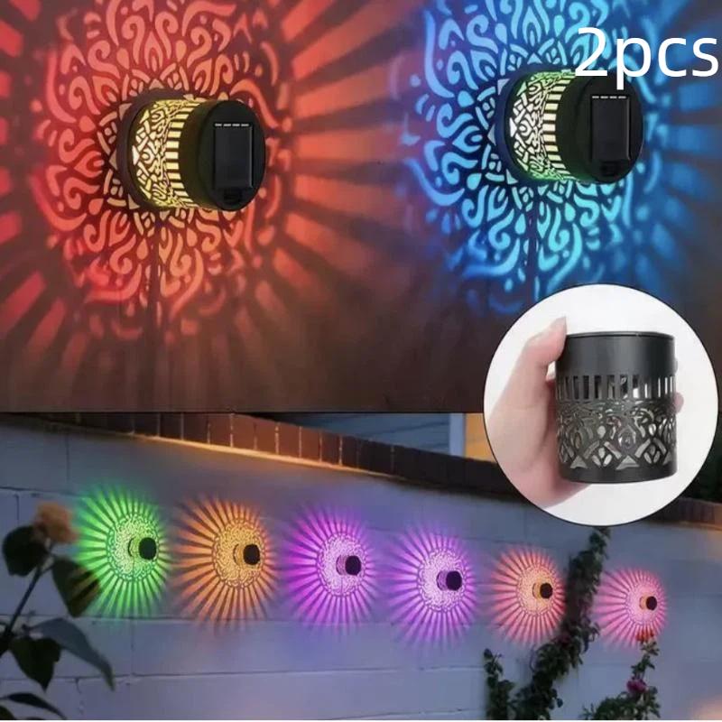 Outdoor Decorative Solar Mandala Lights 4 Pack IP65 Waterproof for Deck Step Wall Fence Garden Pathway Holiday Decoration