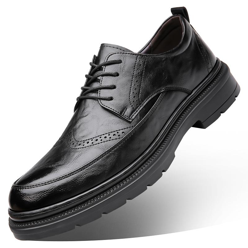 Men's Business Leather Shoes Classic casual style Office high-quality thick soled shoes Outdoor Fashion Brogue Versatile