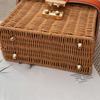 Trend Women's Straw Square Bags Handmade Woven Tote PU Leather Top Handle Rattan Purses Boxes Lady Summer Beach Basket Bags