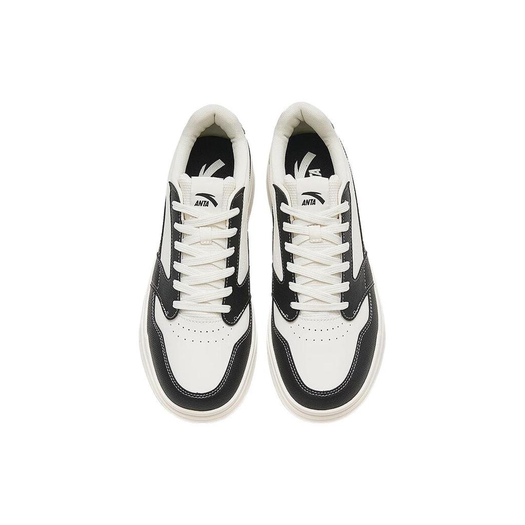 New Anta Slip Resistant Cushioning Impact Resistant Low Top Skateboard Shoes Men's Black White 112338011-2