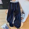 Jeans Larghi a Vita Alta con Coulisse Elastica da Donna, Pantaloni in Denim a Banana Larghi, Lavaggio Acido, Taglie Forti, Pantaloni Casual
