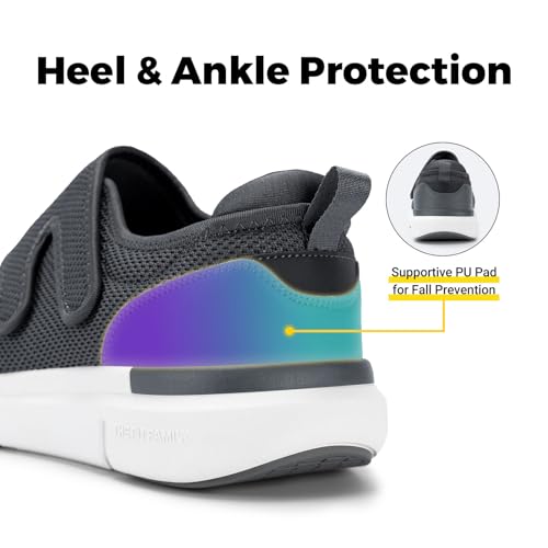 FitVille Men's Wide, Lightweight Nursing Shoes, Fits 6E, 4E, and 2E, Adjustable, Easy To Put On, Rehabilitation Shoes, Elderly Shoes, Comfortable, Bre