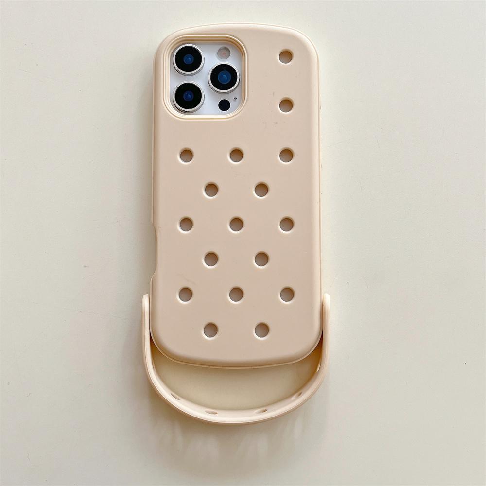For Crocs Charms DIY Wrist Strap Holder Phone Case For iPhone 17 16 15 14 Pro Max Air 13 Solid Color Soft Silicone Back Cover
