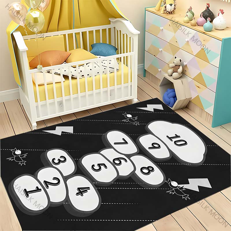 Cute Hopscotch Cartoon Carpet! Living Room Bed Kids Room Mat, Non-slip Exquisite Home Decor, Children's Play Early Education Rug
