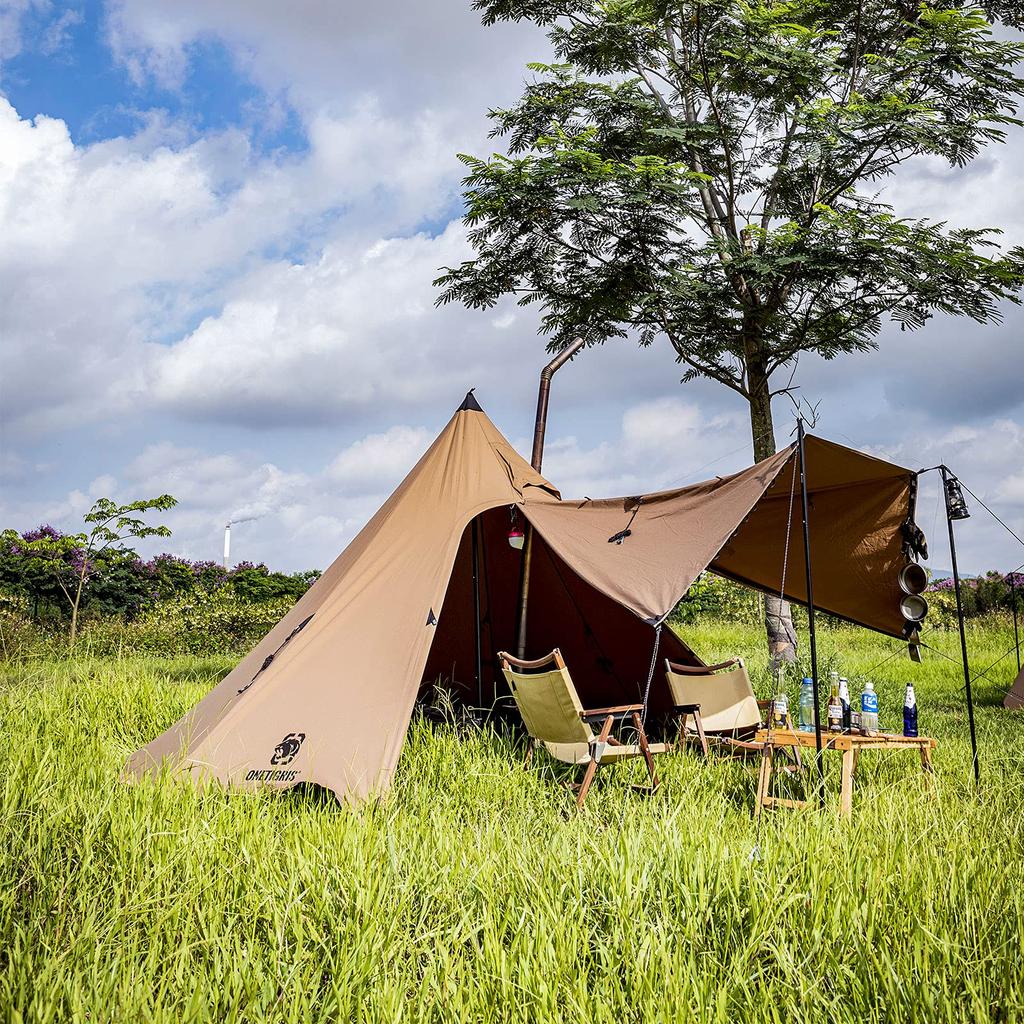 OneTigris Northgaze Polycotton TC jednopólové světlo s 1 hlavní tyčí, snadné polohování lana pro venkovní stan, blokování, větrání, součástí balení, instalace