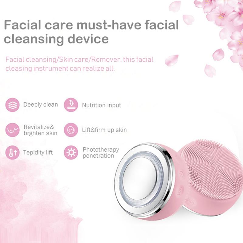 Face Cleaning Brush Natural Spa Ultrasonic Face Scrubber Massager Sonic Vibrating Facial Cleansing Brush Mini Electric