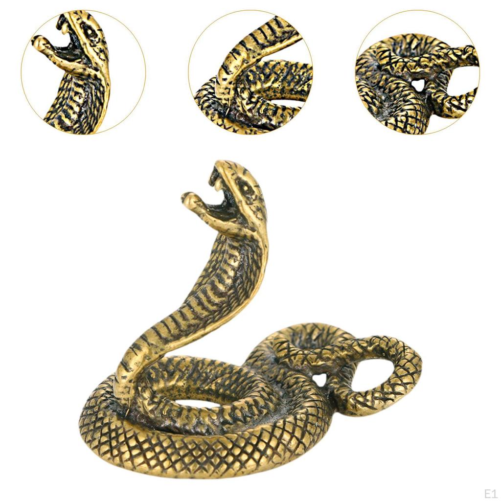 Brass Snake Sculpture Chinese Year Statue Adornment 1.97inchx1.57inch Mini Animal Figurine for