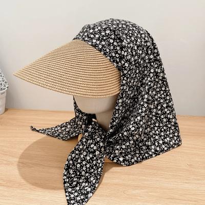 Portable Korean Style Headscarf Baseball Hat Star Print Y2k Scarf Baseball Cap Hair Scarf Sunscreen Strappy Scarf Hat Summer