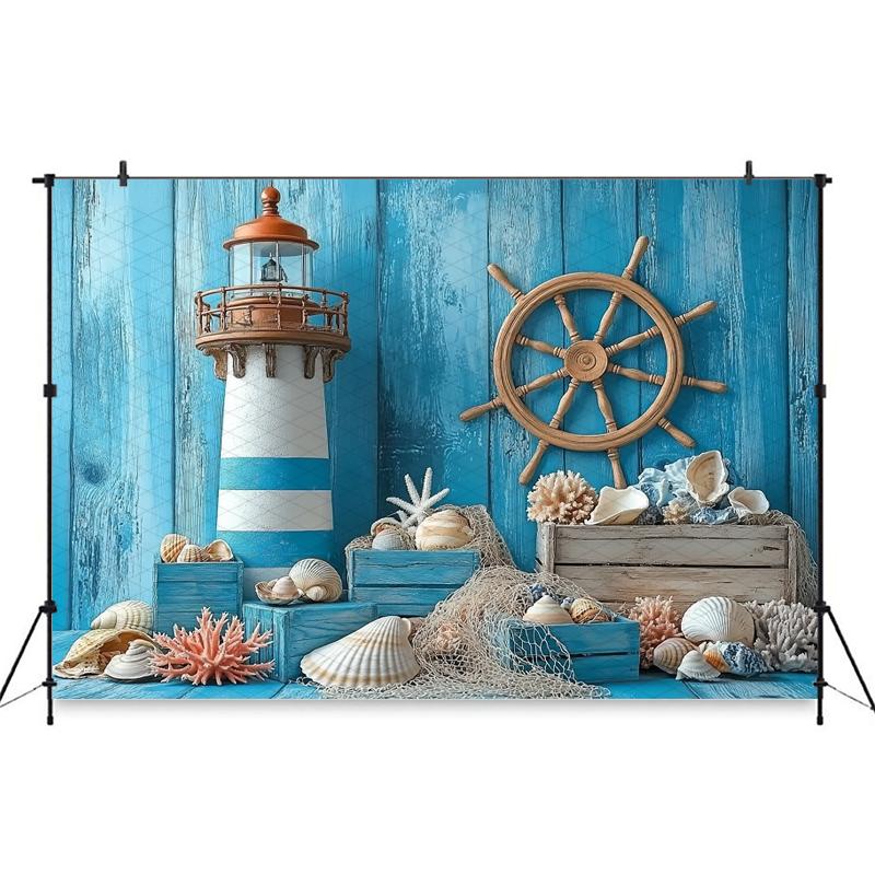 Mocsicka Photography Background Birthday Children Baby Shower Portrait Backdrop Blue Watchtower Ship Pattern Decors Photo Studio