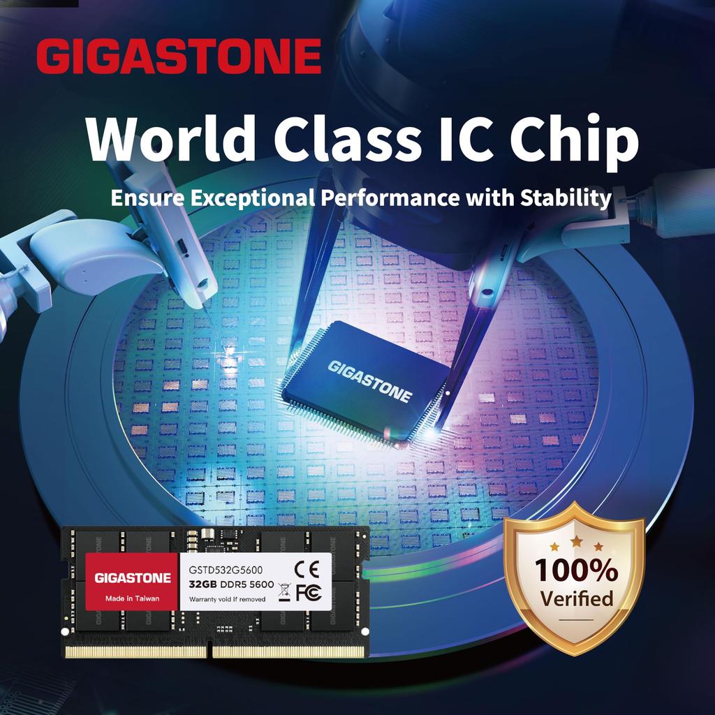GIGASTONE 32GB x 1 DDR5 5600MHz SODIMM 262 Pin Ungepuffertes Hochleistungs-Speichermodul Upgrade für Laptops [Speicher DDR5] (32 GB-Kit) PC5-44800