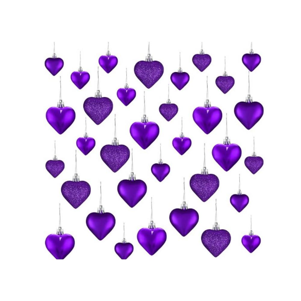 12Pcs Christmas Balls Pendant Plastic Heart-shaped Ornament Christmas Tree Ornaments DIY Home Decor Supplies New Year Party Gift