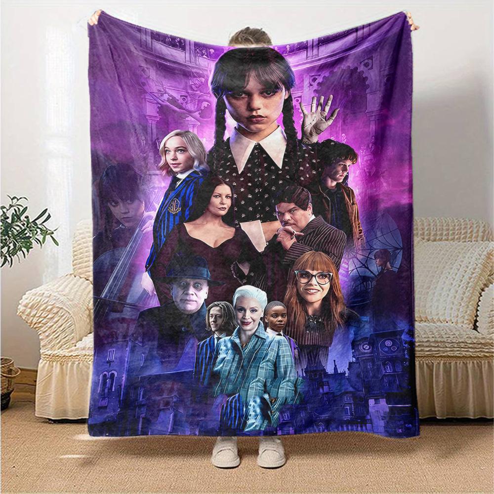 1pc Addams Family Wednesday4 Blanket, Gift, for Men and Women, Soft Blanket, Good for Sofa Bed Couch Travel, Lightweight Flannel Blanket