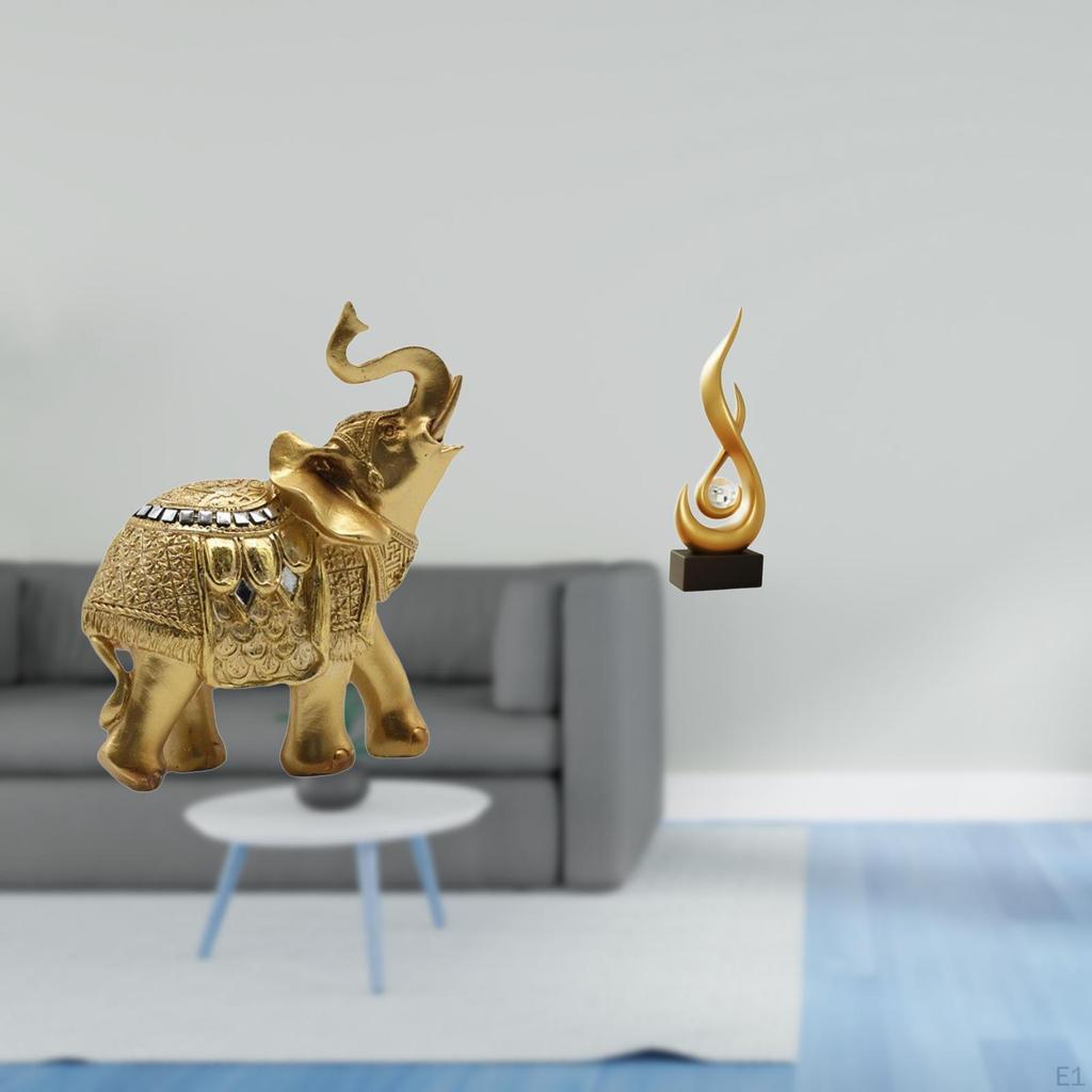 Elephant Flame Resin Sculpture Modern Art Figurine for Desktop Shelf Bedroom Cabinet Living Room