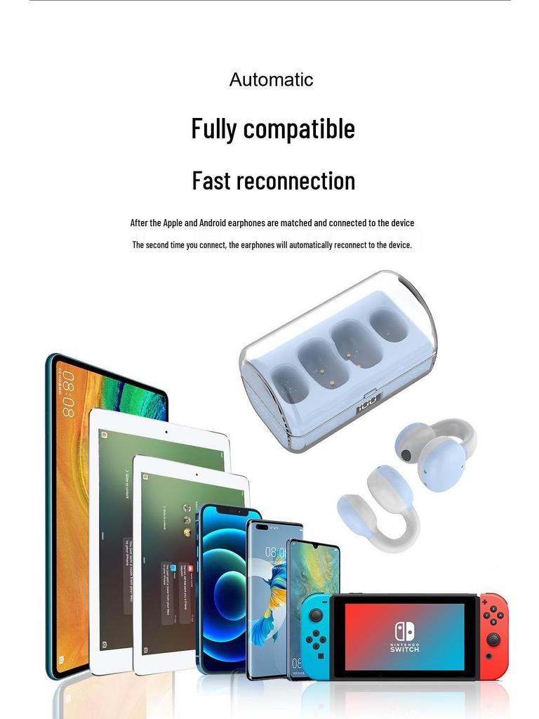 2023 FK8 Bluetooth Ear Clip Earphones with Digital Display Case - Sports Wireless