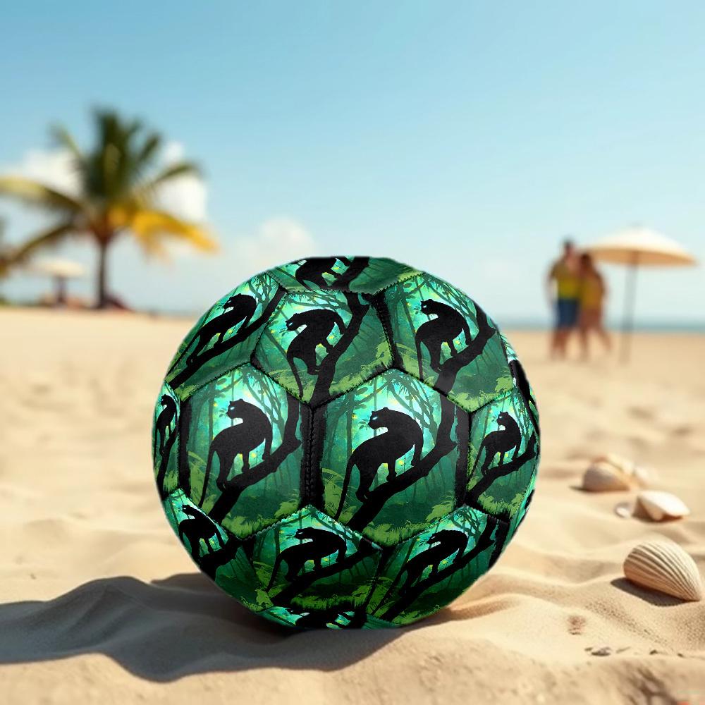 1pc Jungle Panther Silhouette Size 5 Soccer Ball Professional Match Training Football Indoor &Outdoor Sports Ball Lightweight Durable C6510