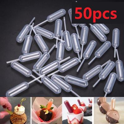 50/100 PEZZI Cannucce Succo Contagocce Plastica Flusso Spremibile Clip a Cuore Cannuccia Marmellata Buretta Dessert Cucina Decorazione Torta Cottura Torta