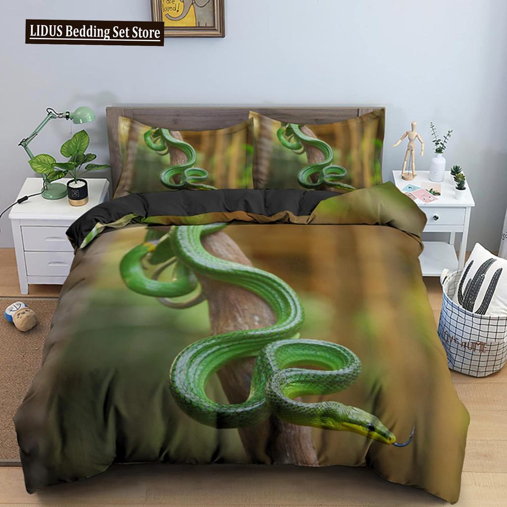 Kwiat Węża Trawa Księżyc Poliestrowy Komplet Poszewek na Kołdrę Dla Dzieci Chłopców Dziewczynek Motyl Zwierzęcy Pokrowce na Kołdrę z Poszewkami Rozmiar Twin