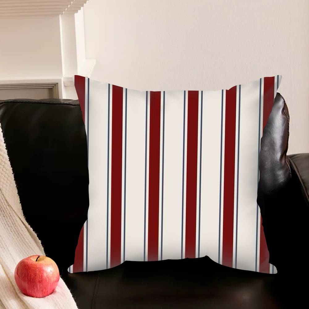 B-Burgundy White Stripe Pattern Pillowcase For Sofa Room Office Decor Printing Protector Cushion Cover Valentine Gift Custom