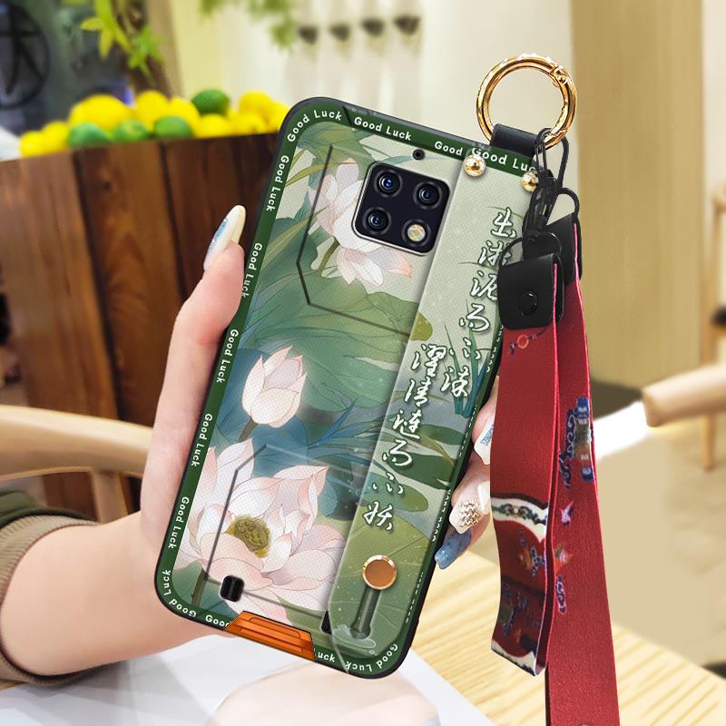 Ring Phone Holder Phone Case For Oukitel WP6 Elderly lady Fashion Lanyard Chinese style Kickstand Silicone Durable