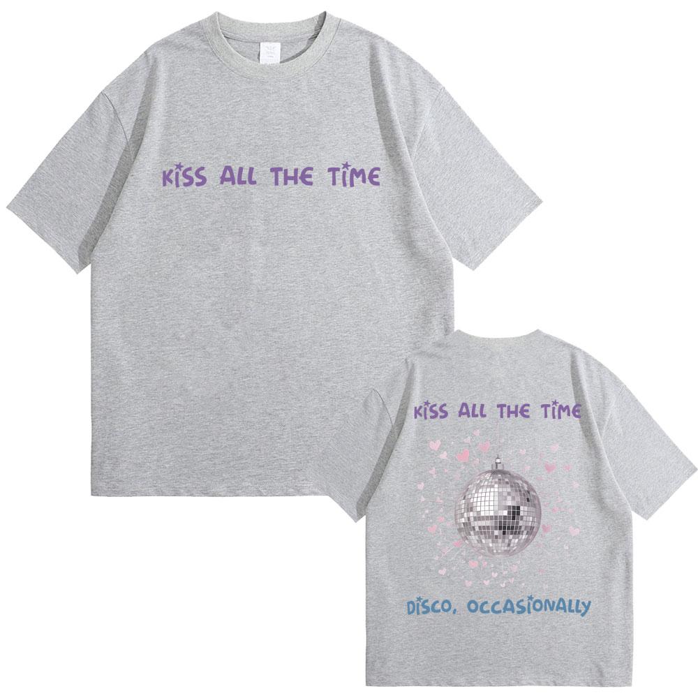 Limited New Album Kiss All The Time Disco Occasionally Graphic Tshirt Unisex Women Hip Hop Fashion Oversized T Shirts Streetwear