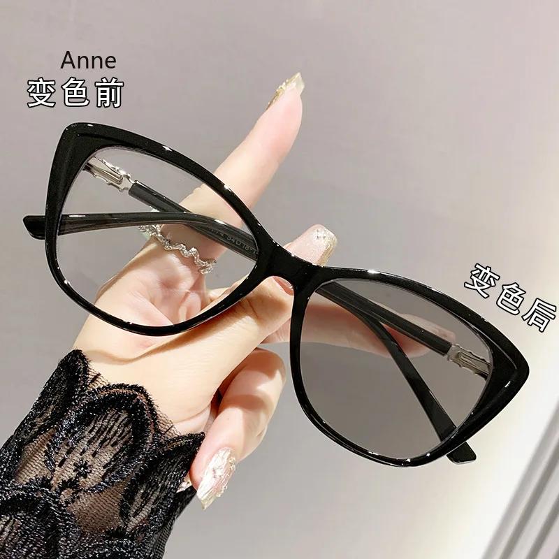 

Солнцезащитные очки 2 в 1 с изменяющим цвет на улице для очков для близорукости, винтажные женские готовые очки, блокирующие синий свет, для близорукости 0