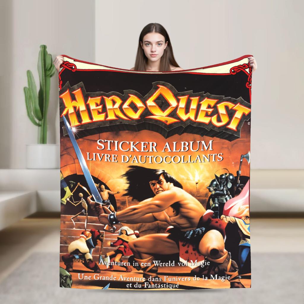 Super Warm Blanket Picnic Heroquest Card Game Throw Blanket Retro Card Flannel Bedspread For Outdoor Pattern Sofa Bed Cover