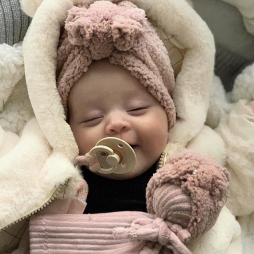 Baby Kids Faux Fur Bowknot Beanie 