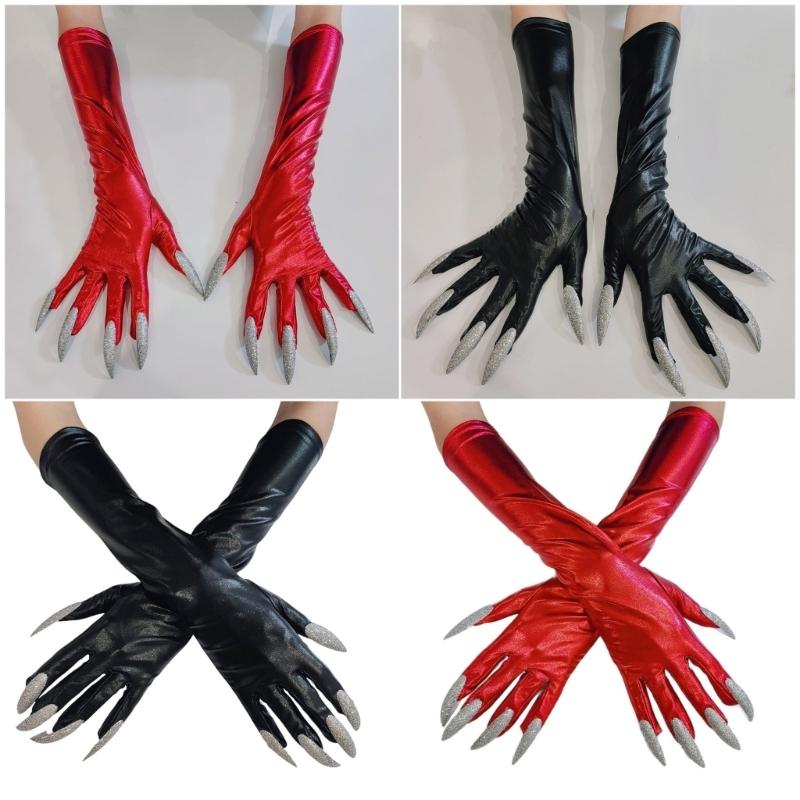Guanti Blingbling per Dita Intere con Unghie Lunghe per Costumi di Halloween Accessori Guanti per Unghie Unghie Lunghe