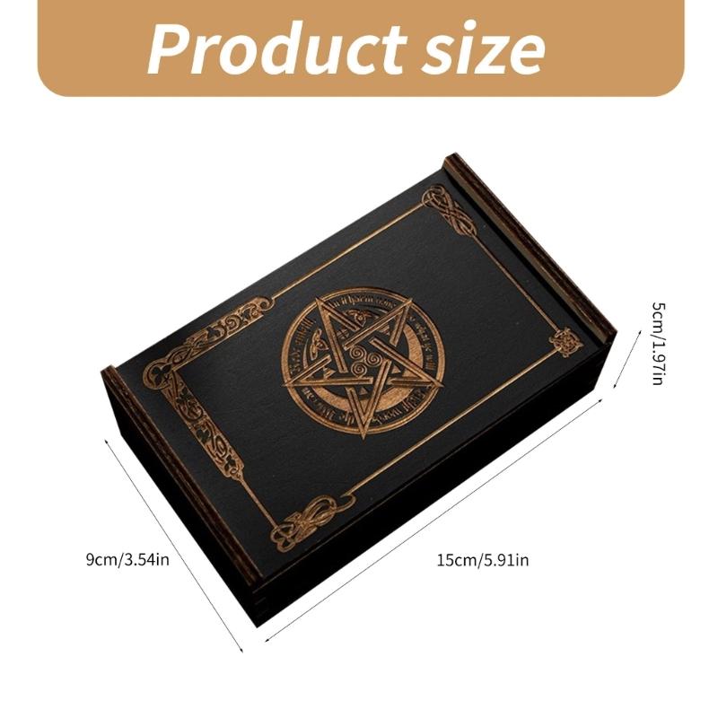Push Pull Tarot Cards Storage Box Wood Tarot Card Storage Case Portable Card Container Astrologys Trinkets Box Enduring