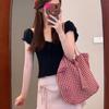 Women's Age-Reducing Pink A-Line Skirt & Black French-Style Top Summer Set - Slimming Sweet & Spicy Look