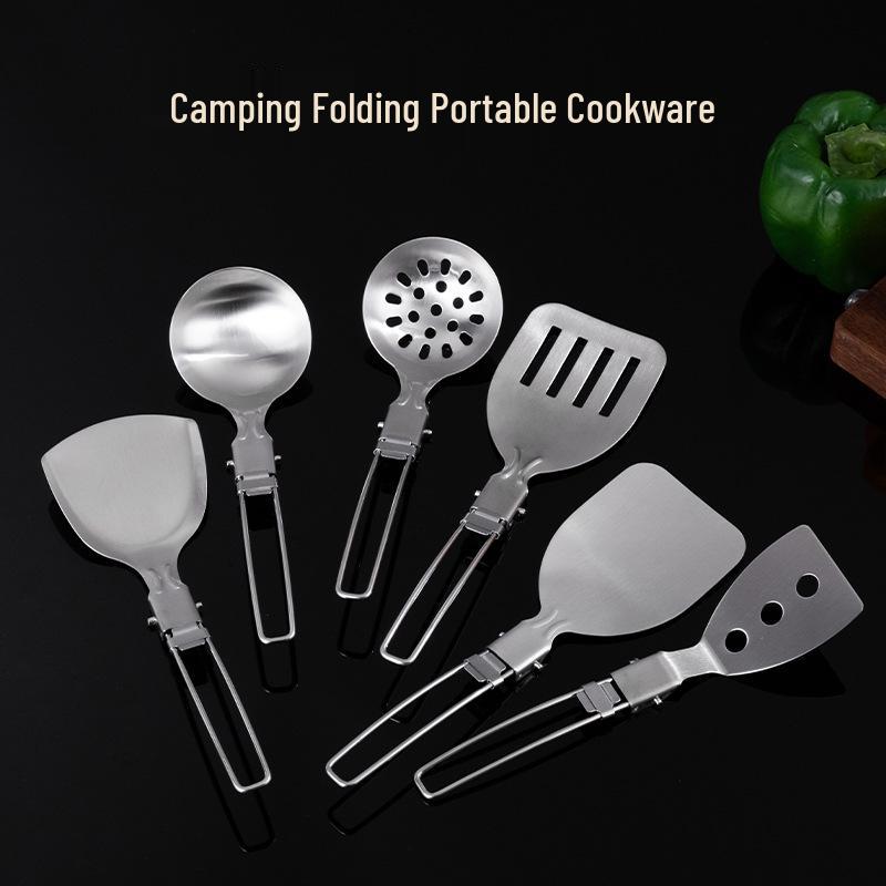 304 Stainless Steel Portable Camping Cookware Set with Spatula and Ladle