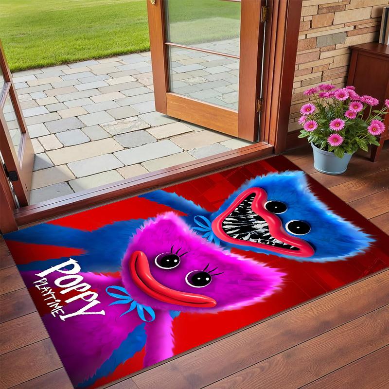 Poppy Playtime Print Crystal Velvet Plush Rug Anti?Slip Wear?Resistant Floor Carpet For Indoor Household Home Decoration