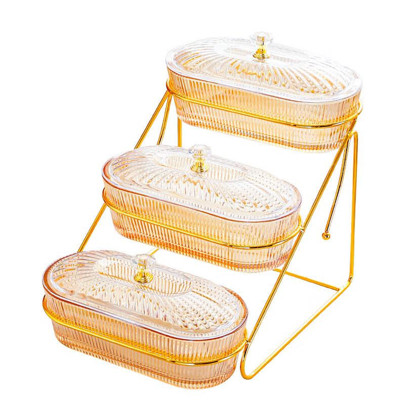 RuHan Diamond 2-Layer Plastic Fruit & Candy Plate with PVC Lid