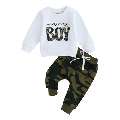 Baby Boy Fall Outfits 6M 12M 18M 24M 3Y Long Sleeve Camouflage Letter Print Sweatshirt + Pants Set Toddler Clothes