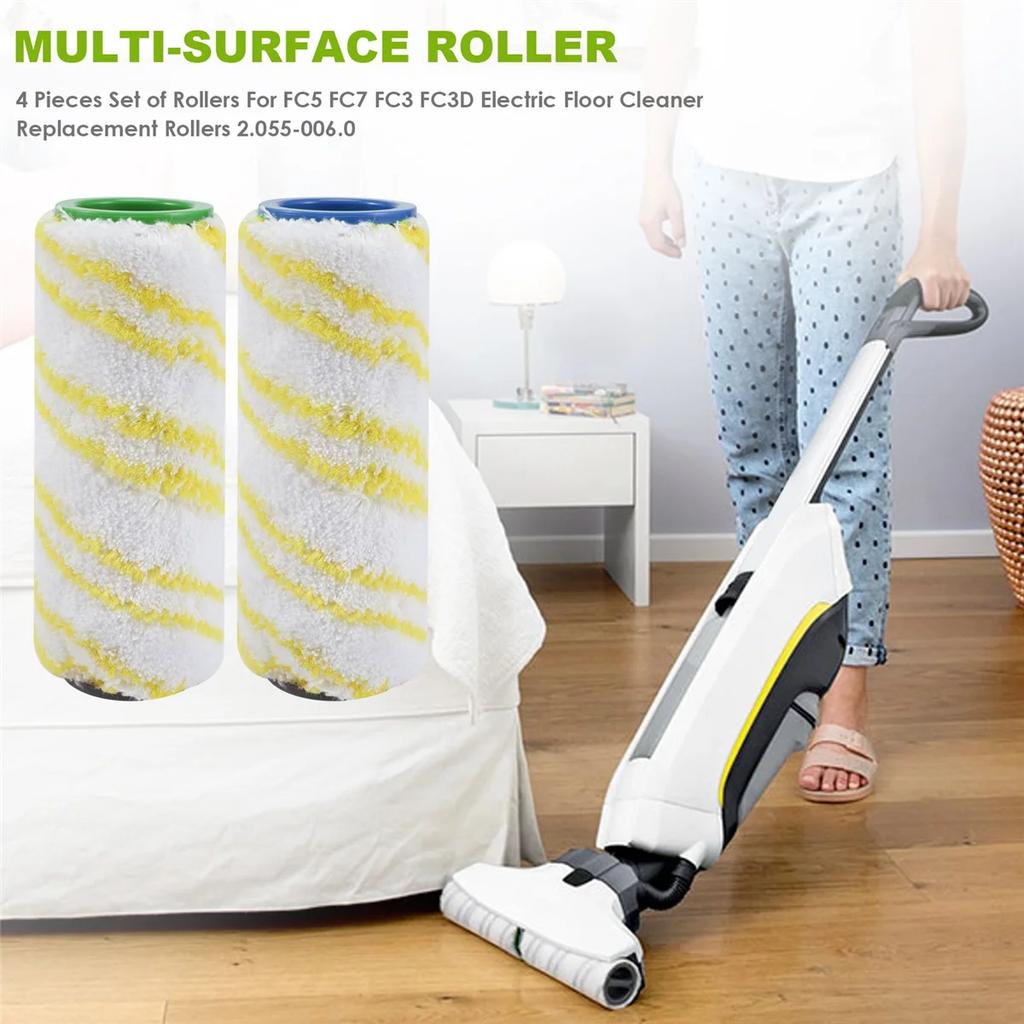 2 Pieces Set of Rollers for Karcher FC5 FC7 FC3 FC3D Cleaner 2 Yellow