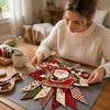 Handgefertigte Stoff-Weihnachtsdekorationen DIY Gesteppte Schleife Nähbastelset, Vorgeschnittene Patchwork-Feiertagsmaterialien für Erwachsene Set, Türhänger Wandkamin Zuhause