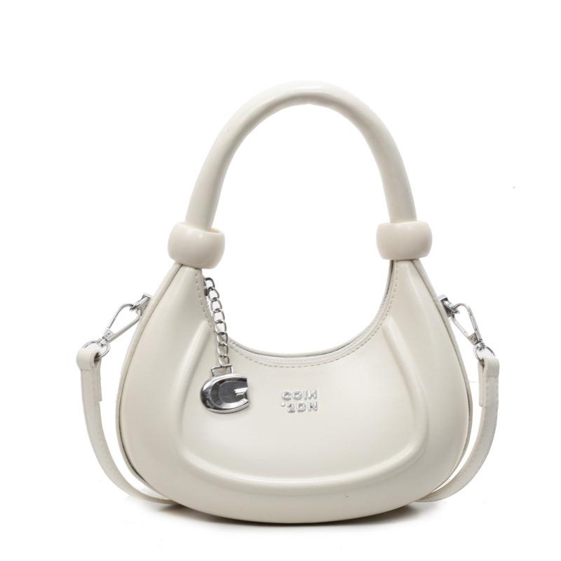 2025 New Fashion High Sense Niche Crescent Bag Women's Simple Temperament Versatile Commuter Oil Wax Leather Messenger Bag